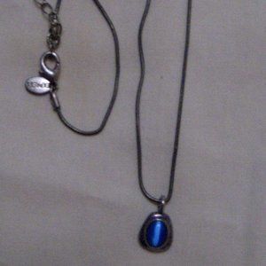 EXPRESS BLUE BEAD NECKLACE 15"L overall